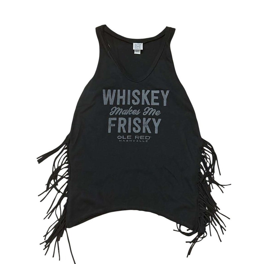 Ole Red Nashville Whiskey Makes Me Frisky Fringe Tank Top Black S Boho Festival